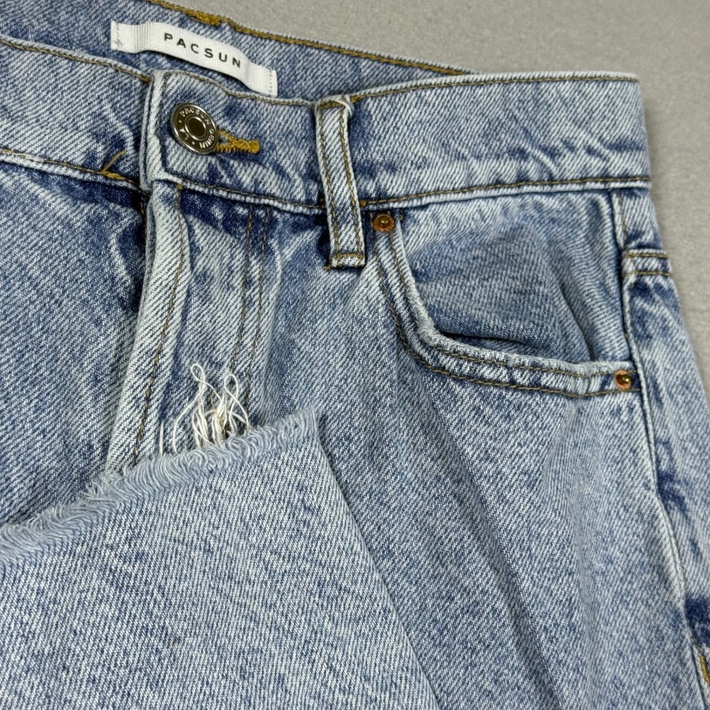 PacSun High Rise Straight Leg Light Wash Raw Hem Jeans Women 26